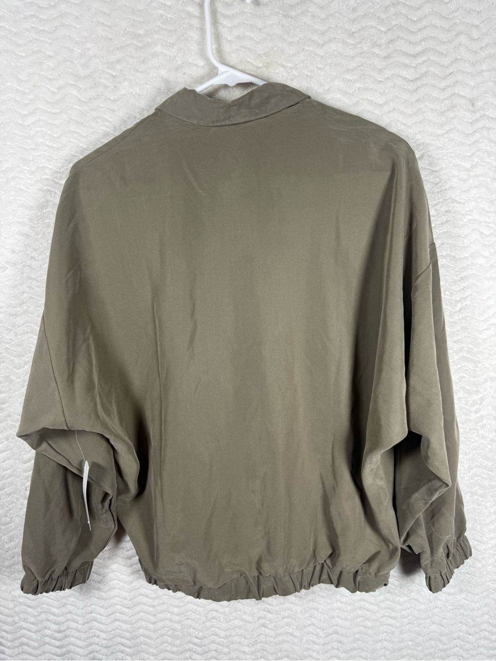 Color Thread Olive Button-Up Shirt Jacket - Picture 6 of 7
